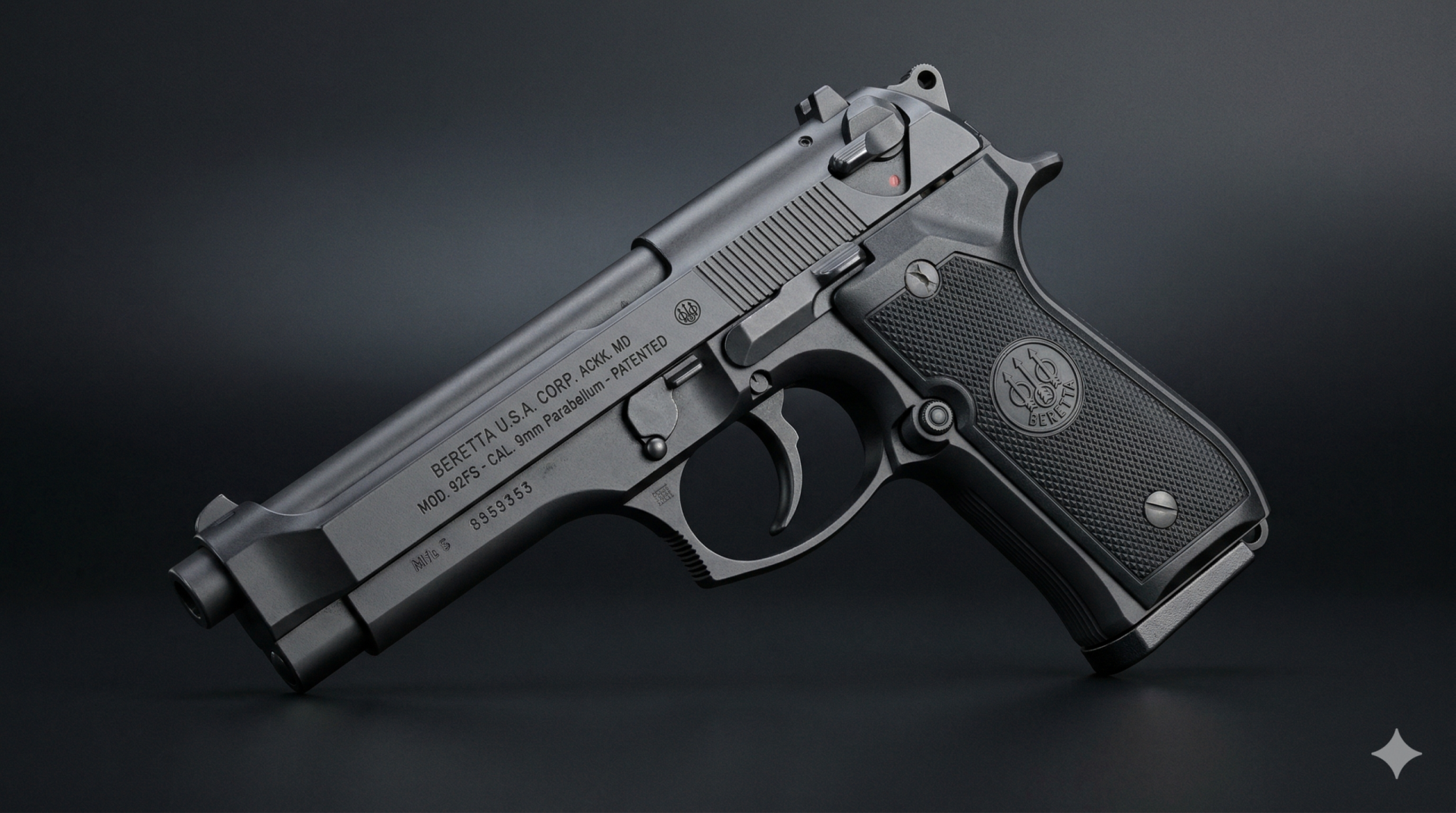 beretta 92fs angled view